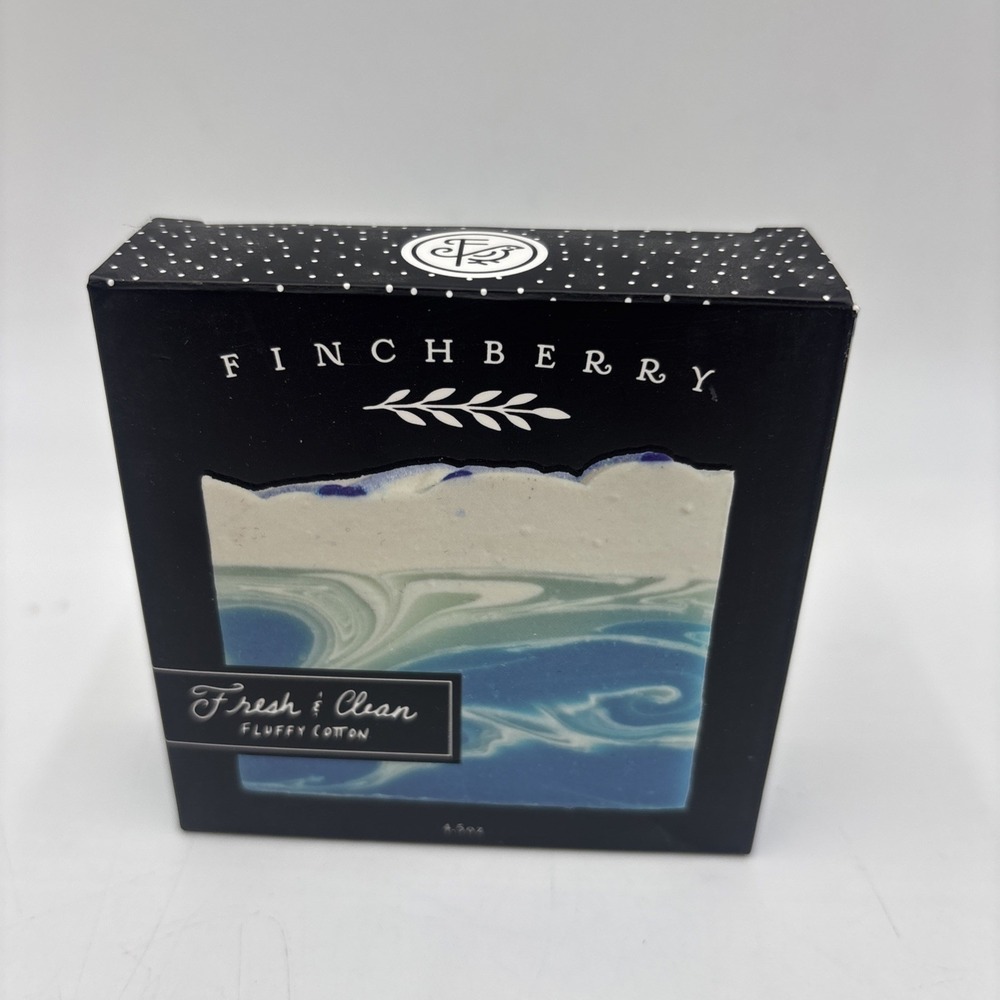 Finchberry Bar Soap "Fresh & Clean" Jasmine, lemon, etc 4oz blue